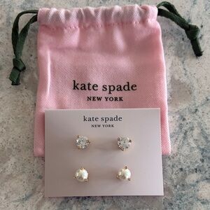 Kate Spade Gold Diamond and Pearl Earrings